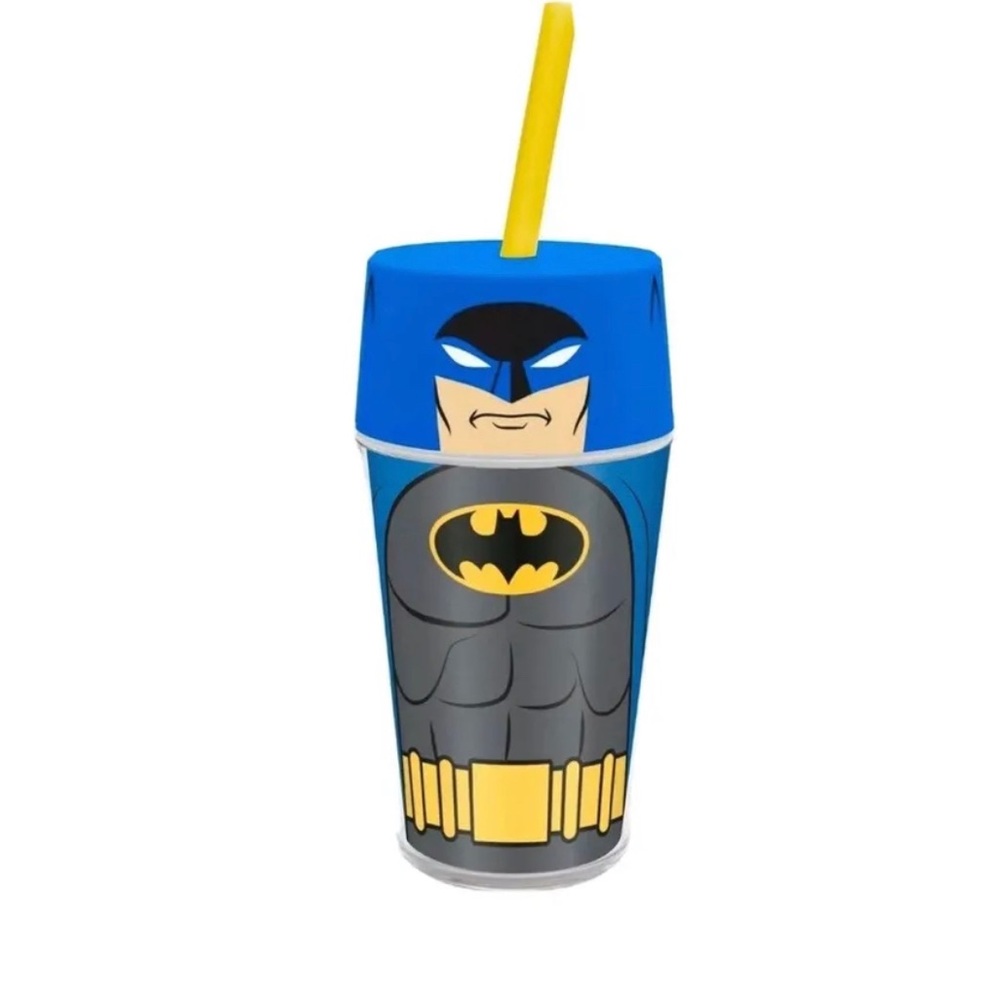 ZAK! Batman Insulated Tumblers‎ With Straw reusable hard plastic kids cup.